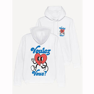 Sudadera con capucha blanca de algodón regular personalizada Sudadera con capucha Voulez Vous - Product Image 1