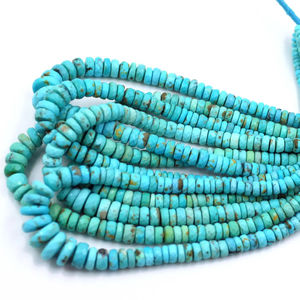 Perles naturelles en forme de roue de pneu à facettes turquoise Arizona Taille 14X3MM Environ 16 pouces - Product Image 1