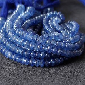 ลูกปัดพลอยแซฟไฟร์สีฟ้าแบบโค้งสีธรรมชาติลูกปัดแบบมีรูพรุน - Product Image 5