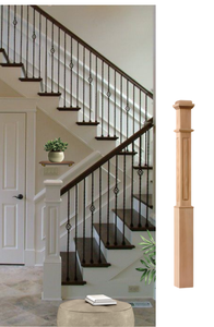 Accesorios para escaleras 4090RP Caja sin terminar de madera de álamo Newel Post Panel enrutado Detalle Múltiples piezas de escalera para escalera - Product Image 4