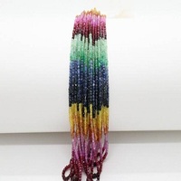 Perles de saphir multicolores faites à la main de 16 pouces, 3-4 mm, précieuses, arc-en-ciel, cadeau unique - Modèle LD Lustre, forme irrégulière, pour tiers