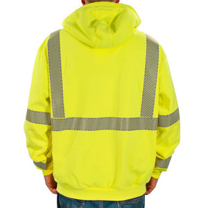 OEM Unisex <b>Hi</b> <b>Vis</b> Full Zip <b>Hoodie</b> Winter Safety Construction Sweatshirts Workwear Reflective FR Fire Resistant Polyester Hot - Product Image 3