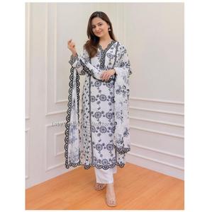 Ropa festiva afgana hecha a mano para mujer, pantalón Kurti, muselina, traje Palazzo con estampado Digital, ropa India paquistaní a granel - Product Image 1