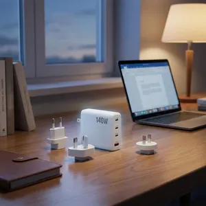 Station de charge rapide 140W GaN, 4 ports PD 3.1 USB C, <span class=keywords><strong>chargeur</strong></span> mural GaN 30W USB A PD, adaptateur de <span class=keywords><strong>chargeur</strong></span> pour ordinateur <span class=keywords><strong>portable</strong></span> compatible avec iPhone - Product Image 4