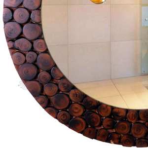 Antique Vintage Miroir en Bois Rond Salle de Bain en Bois Tenture Murale Décor Moderne Miroir de Maquillage - Product Image 4