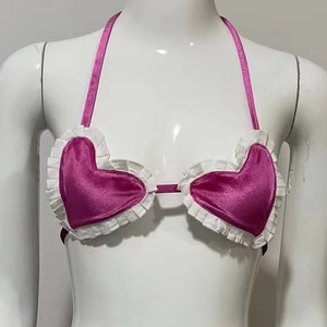 Conjunto de Bikini personalizable con logo y cinturón de malla con cordón bordado disponible letra Paisley 2 uds lavado liso teñido - Product Image 1