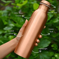 Botella de Agua Inteligente de Cobre Personalizada Más Vendida, con Pantalla LCD de Temperatura, Diseño Bohemio Ecológico, para Oficina y Sala de Estar
