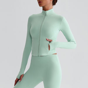 Vestes de sport respirantes ajustées pour l'entraînement en salle de sport, hauts de yoga courts, vestes de sport zippées pour femmes, vestes de course pour femmes - Product Image 6