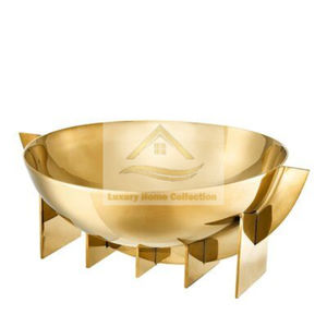 Bol en métal couleur dorée vaisselle service alimentaire et Dessert présentoir en acier inoxydable finition bien polie fournitures d'hôtel - Product Image 1