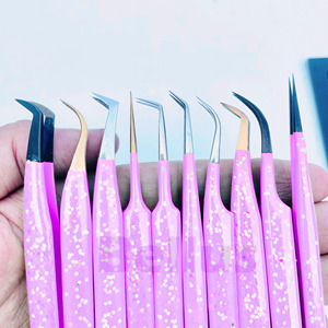 Pince à cils pailletée en acier inoxydable avec logo personnalisé, outil pour extensions avec pointe de volume, design de précision durable, vente en gros - Product Image 1