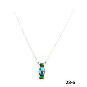 Collier multi-pierres style sud-ouest, turquoise, perle, diamant, argent sterling, motif goutte d'eau, bambou religieux pour mariages - Product Image 6