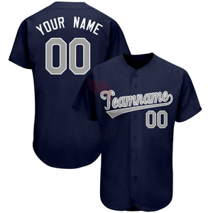 Maillot de baseball personnalisé en spandex/coton imprimé uni pour hommes, qualité supérieure, broderie antibactérienne, col en V - Product Image 4