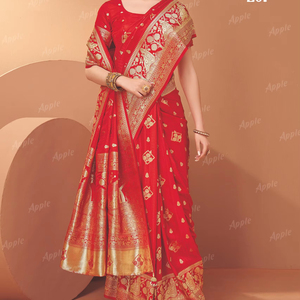 ผ้าทอผ้าไหม sartin แท้ประณีตคุณภาพสูงผ้าไหมมันวาวเนื้อนุ่มสำหรับเสื้อส่าหรีดีไซน์เนอร์ชุดส่าหรีพิเศษและสวยงาม - Product Image 1