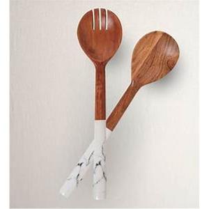 Most Treading Wooden Enamel Salad Server Set Elegant Home Restaurant Tableware Decoration <b>Flatware</b> for Weddings - Product Image 1