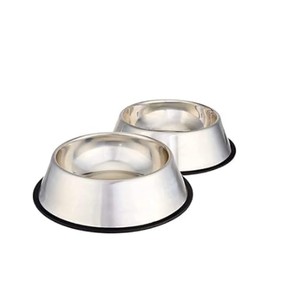 Ensemble de deux bols pour animaux de compagnie en acier de qualité durable avec base en caoutchouc antidérapante, mangeoires pour chats et chiens, bols pour servir de l'eau et de la nourriture pour animaux de compagnie - Product Image 1