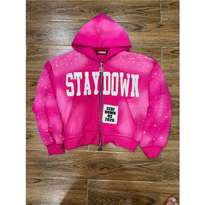 Vente en gros Meilleur fournisseur Sweat à capuche zippé en strass de couleur unie pour hommes Qualité supérieure Sweats à capuche zippés pour hommes à des prix abordables - Product Image 1