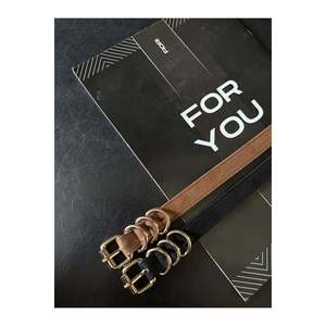Ensemble de 2 ceintures fines pour femme en daim à boucle carrée, ceinture de taille, ceinture pour robe, ceinture pour jupe, ceinture pour pantalon - Noir-brun - Product Image 3