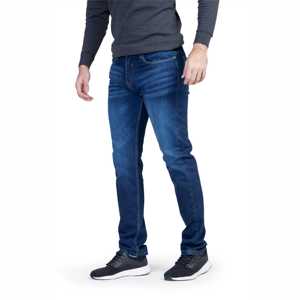 Pantalones vaqueros de pierna cónica estirables para hombre azul de otoño mezcla de algodón cómoda estilo recto lavado a la piedra y lavado oscuro - Product Image 1