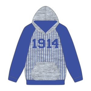 Founding Year 1914 Phi Beta Sigma <b>Grey</b> Body Blue Raglan Pinstripes Pullover <b>Hoodie</b> Fraternity Apparel Custom Divine Nine HBCU - Product Image 2
