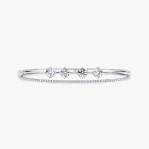 Pulsera de tenis de laboratorio Moissanite de diamante de corte redondo clásico de oro blanco de 18 quilates, regalo de boda para ella - Product Image 1
