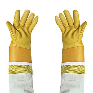 Guantes de apicultura de cuero Premium con manga larga de algodón y puño elástico Guantes DE SEGURIDAD personalizados-A prueba de picaduras y antiquímicos - Product Image 3