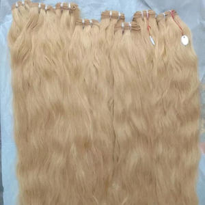Extensiones de trama de cabello Remy virgen Rubio estilo recto Premium indio cabello humano Temple de Color claro de alta calidad del sur de la India - Product Image 1