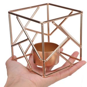 Hot Selling Attractive T <b>Light</b> Holder Galvanized <b>Wire</b> Square Shape Candle Holder Metal Tabletop Decoration for Weddings Homes - Product Image 1