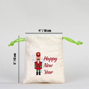 New Year Green Cotton <b>Drawstring</b> Bag 4 5 (10 13 Cm) Personalized Gift <b>Pouch</b> for Bracelets Watches Crafts Packaging - Product Image 2