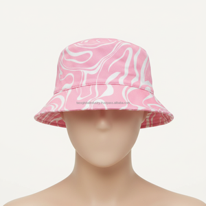 Trendy Pink Marble Swirl Print Bucket <b>Hat</b> Summer Outdoor Cotton <b>Sun</b> <b>Hat</b> for Women & <b>Men</b> Fashionable Beach Fisherman Cap - Product Image 4