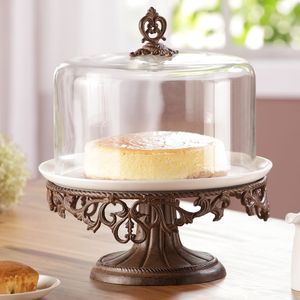 Support à gâteau en bois décoratif avec dôme en verre, parfait pour présenter des gâteaux faits maison, des cupcakes et des friandises de fête avec style - Product Image 3