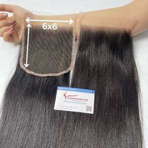 ¡Listo para enviar 100% extensiones de cabello humano virgen vietnamita cierre recto y frontal en color negro de alta calidad! - Product Image 4
