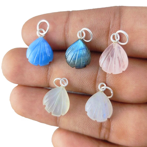 Colgante Seshell de ópalo azul, colgante tallado de concha marina chapada en oro de Plata de Ley 925, joyería hecha a mano de piedras preciosas de 12mm para mujer a granel - Product Image 3