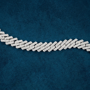 Bracelet cubain en or blanc 18 carats en gros, diamant de laboratoire taille brillant F VVS2, pour mariage, hip-hop, usage quotidien masculin - Product Image 3