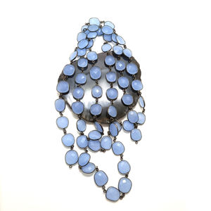 Collares de cristal con gemas de calcedonia azul en bisel, cadenas continuas al por mayor para compras a granel - Product Image 2