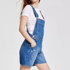 High Quality Simple Denim <b>Dungarees</b> Dress Sleeveless Design Button Decoration Custom Size Streetwear for Women Breathable - Product Image 3
