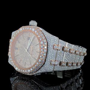 Esfera redonda de alta calidad personalizada hecha a mano de lujo Moissanite automático de dos tonos suizo ETA reloj automático Hiphop reloj - Product Image 3