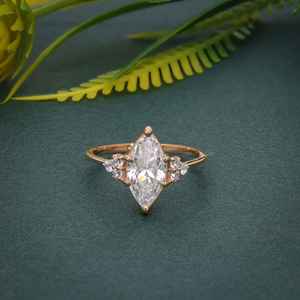 Oferta especial Marquise Cut IGI Certified VVS Lab Grown Diamond Chapado en oro 925 Anillo de compromiso de racimo de plata para mujeres Regalos - Product Image 2