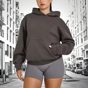 Sudadera con capucha de gran tamaño para mujer 100% Material de algodón ligero transpirable Impresión de logotipo personalizado OEM - Product Image 5