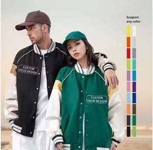 Veste universitaire d'hiver en laine décontractée pour hommes fermeture en toile à simple boutonnage avec motif de lettres brodées style baseball sur le devant - Product Image 1