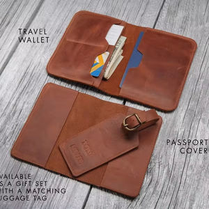 Estuche para pasaporte y tarjetero Etiqueta de nombre Cartera de viaje hecha a mano Unisex Vintage Etiqueta Costura Multicolor - Product Image 1