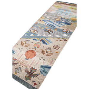 Tapis Manchaha en laine et soie de bambou noués à la main, grand format, géométrique abstrait, rectangulaire, pour la maison, la voiture, le couloir - Modèle Les-2649 - Product Image 2