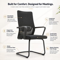Chaise de conférence à dossier haut en maille, chaise de visiteur de bureau avec accoudoirs fixes en PP, base cantilever sur patins