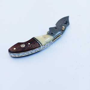 Outdoor New <b>Camping</b> Folding Knife Portable Multifunctional Damascus Pocket Knife Handle Knife With Leather Cover - Product Image 5