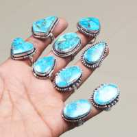 Bijoux de mode en gros, matériau en laiton massif, plaqué argent, cuivre, pierres précieuses turquoise, bagues, lots de bonne qualité, sur mesure OEM ODM
