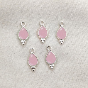 จี้เงินแท้ทรงลูกแพร์ประดับพลอยสีชมพู งานแฮนด์เมด รูปทรงบริโอเล็ต สำหรับทำเครื่องประดับ จำหน่ายจำนวนมาก - Product Image 1