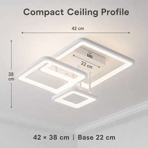 57W Modern Acrylic Dimmable Led <b>Ceiling</b> <b>Light</b> With <b>Remote</b> Tri Color Semi Flush Mount For Bedroom And Living Dining Room - Product Image 2