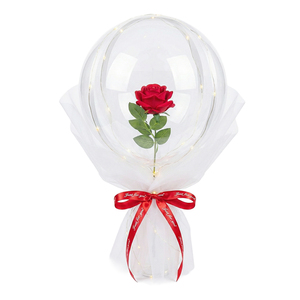 Ramo de Rosas Eternas con Globo Transparente y Luces LED Cálidas a Pilas - Product Image 3