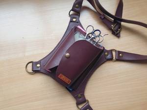 Top Qualité Taille Cheveux Styliste Ciseaux Titulaire Barber Coiffure Outil En Cuir Véritable Ceinture LBB-0036 - Product Image 2