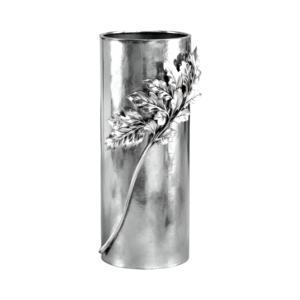 Elegante jarrón de hoja plateada, diseño Floral artístico moderno, cilindro de acero inoxidable, pieza de Metal en relieve decorativa para el hogar y la Oficina - Product Image 1