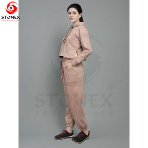 ชุดวอร์มผ้าฟลีซสำหรับผู้หญิงชุดวอร์มสองชิ้นสีพื้นพร้อมเชือกผูกแบบลำลองออกแบบมาสำหรับฤดูใบไม้ร่วง - Product Image 5